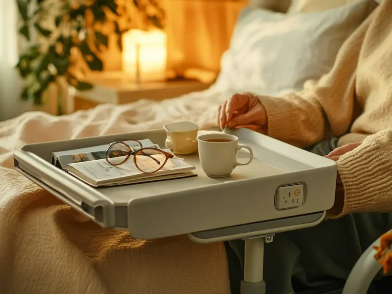 Mesa auxiliar para cama con ruedas
