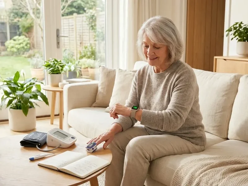 señora mayor controlando la salud en casa