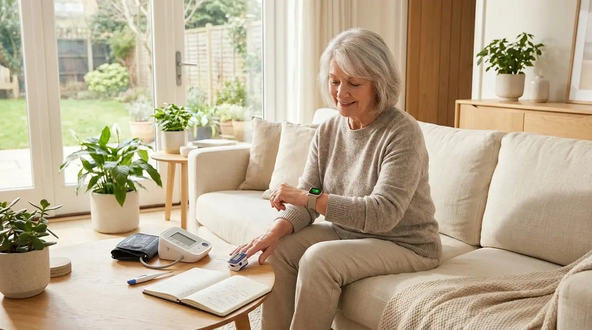señora mayor controlando la salud en casa